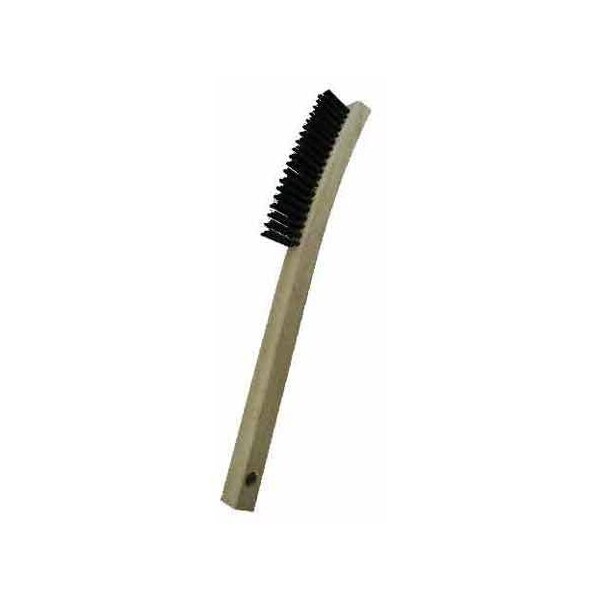 3x19 Row 0.006 SS Wire and 13-3/4 Curved Wood Handle Plater's Brush, PK12